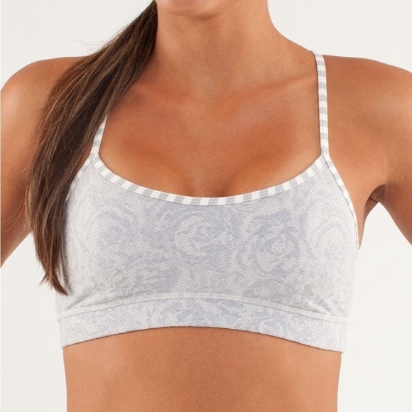 lululemon athletica Other - Lululemon Flow Y Bra IV Rose Herringbone Polar Cream/Heathered Silver 4